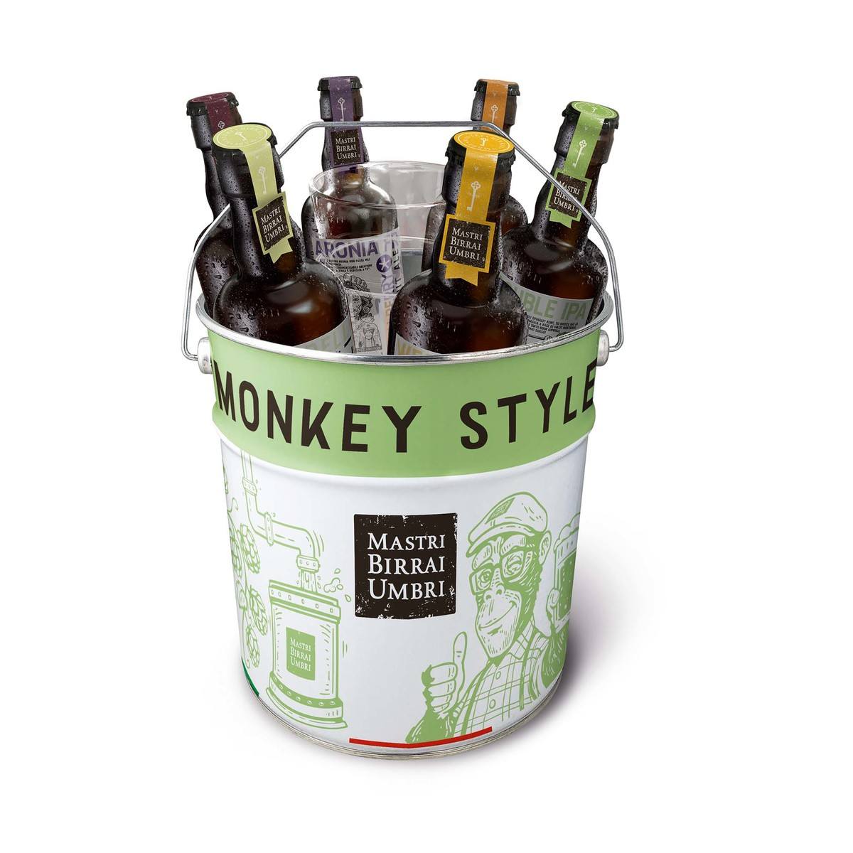 Secchiello Monkey con 6 Birre