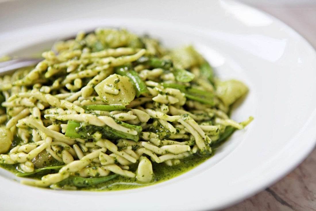Trofie al Pesto mit Kartoffeln und Brechbohnen: ein frisches und schmackhaftes Gericht